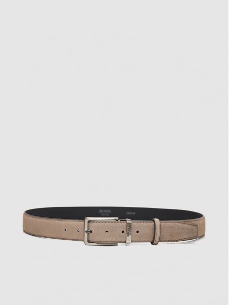 BOSS SHOES Ανδρικές δερμάτινες ζώνες BEIGE SUEDE