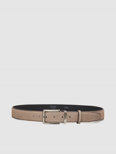 BOSS SHOES Ανδρικές δερμάτινες ζώνες BEIGE SUEDE