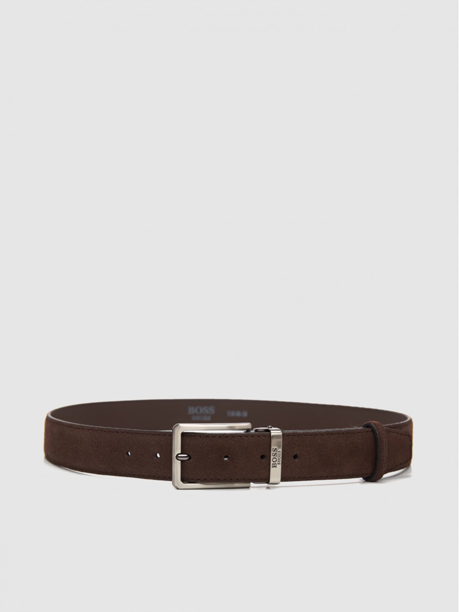 BOSS SHOES Ανδρικές δερμάτινες ζώνες BROWN SUEDE