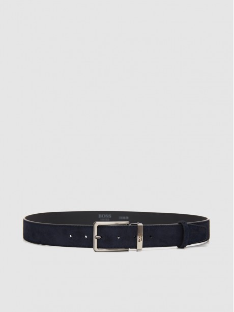 BOSS SHOES Ανδρικές δερμάτινες ζώνες NAVY SUEDE