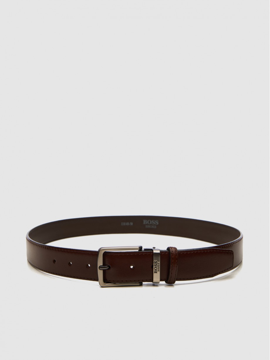 BOSS SHOES Ανδρικές δερμάτινες ζώνες BROWN AKDOR
